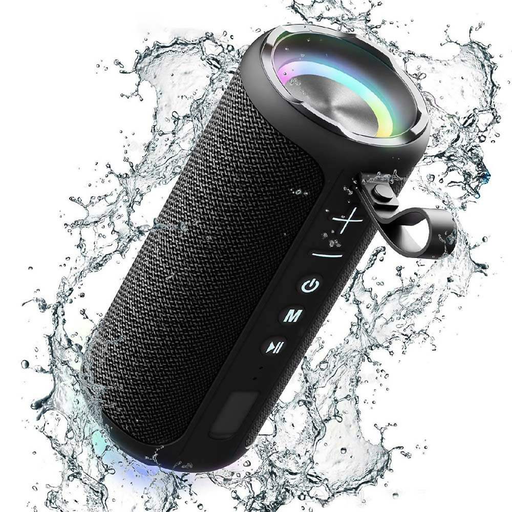 Bluetooth Lautsprecher mit HD-Sound / LED Lichtern / IPX6 wasserdicht / Bluetooth 5.1 & Multipairing-Funktion / 20 W Dual-Lautsprecher-Subwoofer