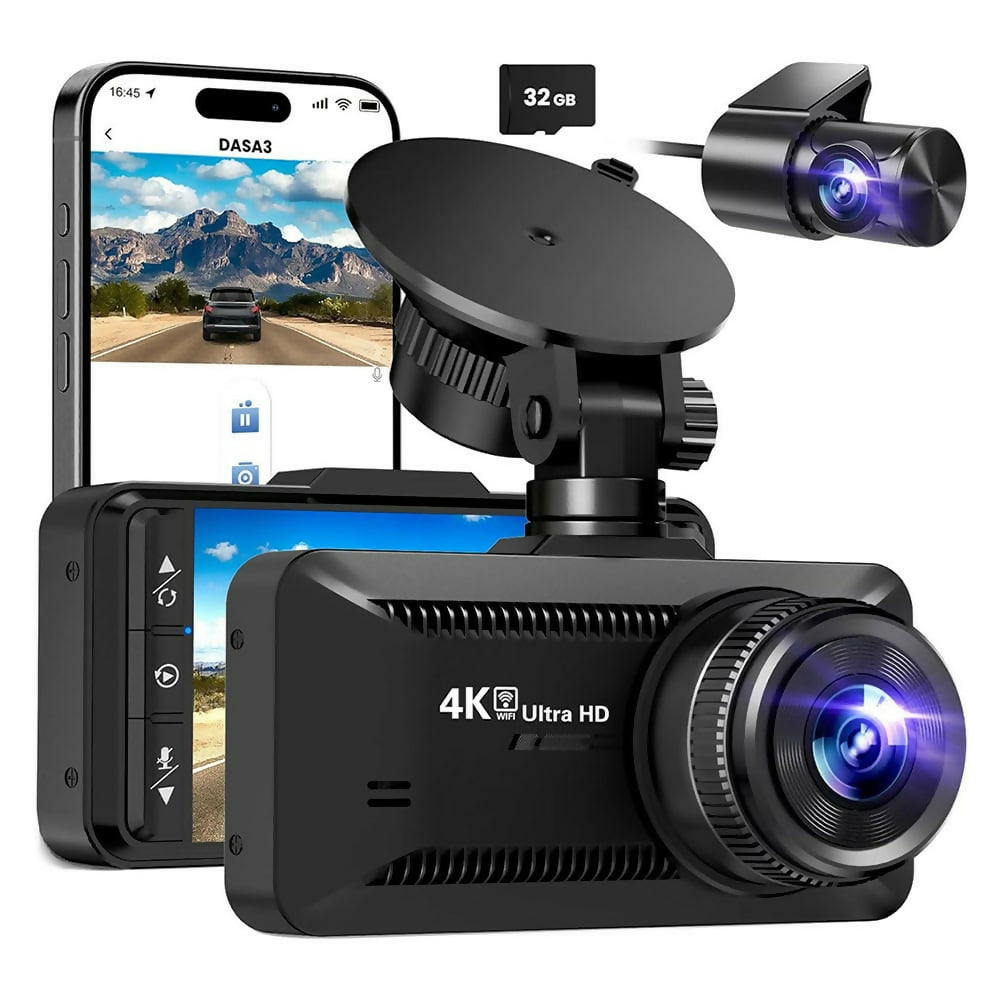 Oryzom 4K Dashcam mit 3,94" Bildschirm / Vorne & hinten / Autokamera mit 170° Weitwinkelansicht / Nachtsicht / Parküberwachung / G-Sensor