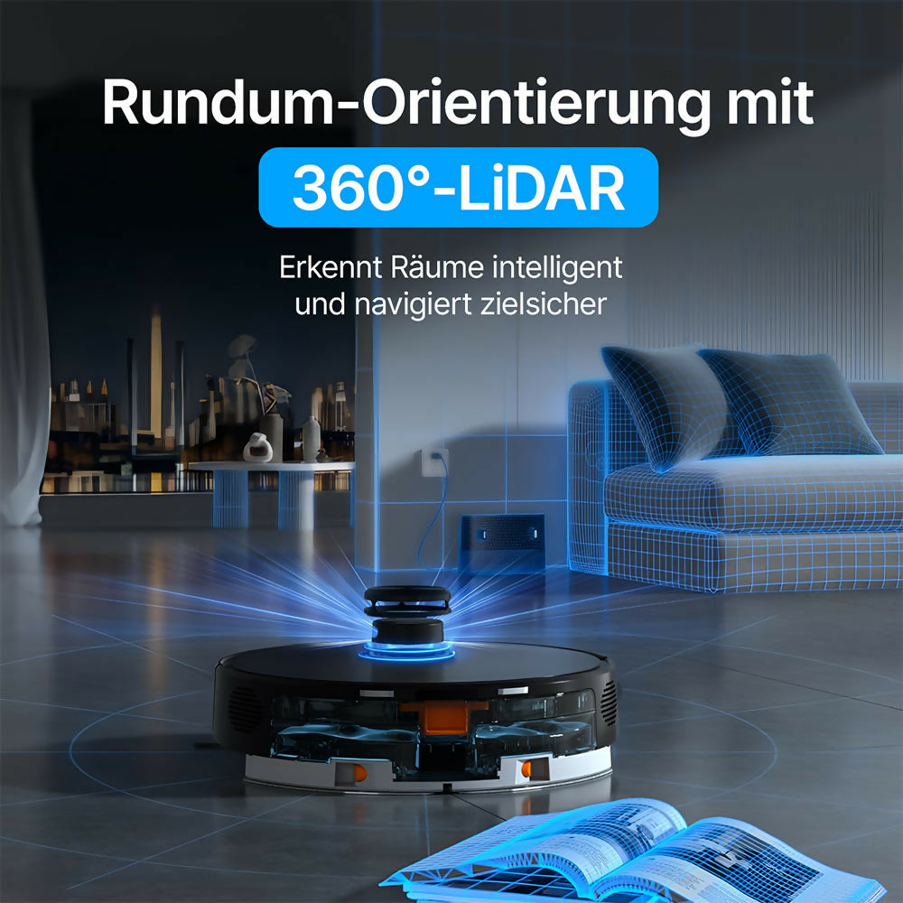 Saugroboter V8 Pro – Smarte Reinigung mit Wischfunktion, LiDAR-Navigation & App-Steuerung für mühelose Sauberkeit