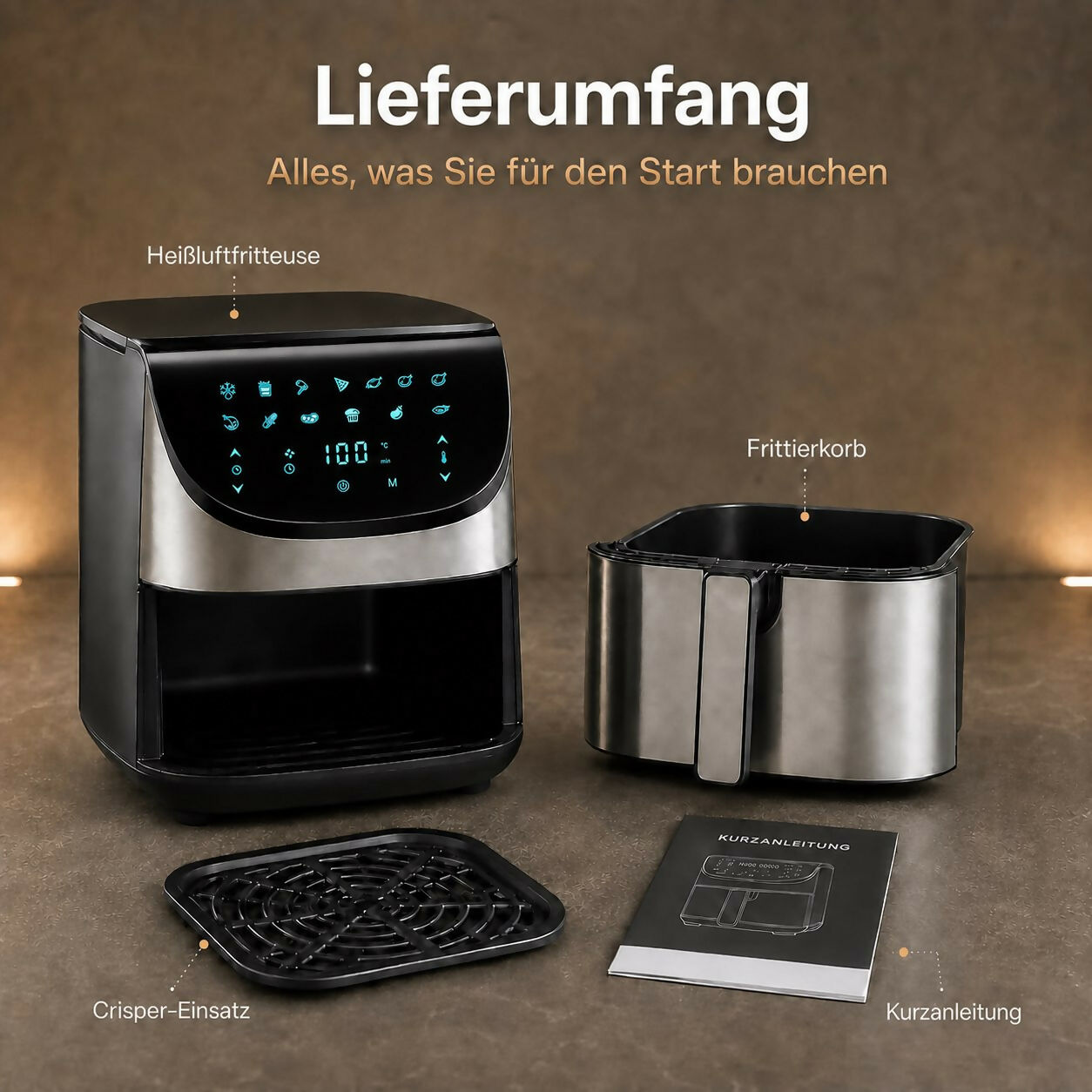 Oryzom AirCrisp Pro — 360° Heißluft-Technologie mit 1700 W für schnelle und gesunde Mahlzeiten