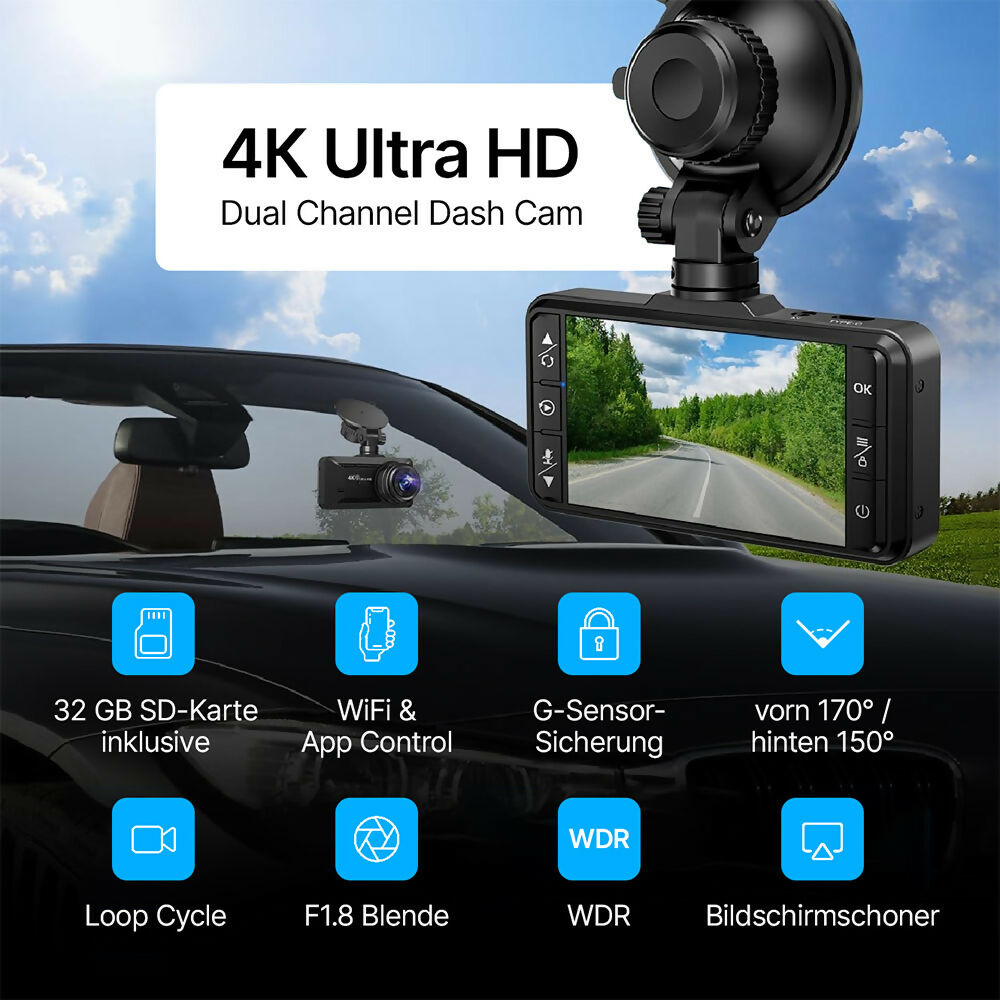 Oryzom 4K Dashcam mit 3,94