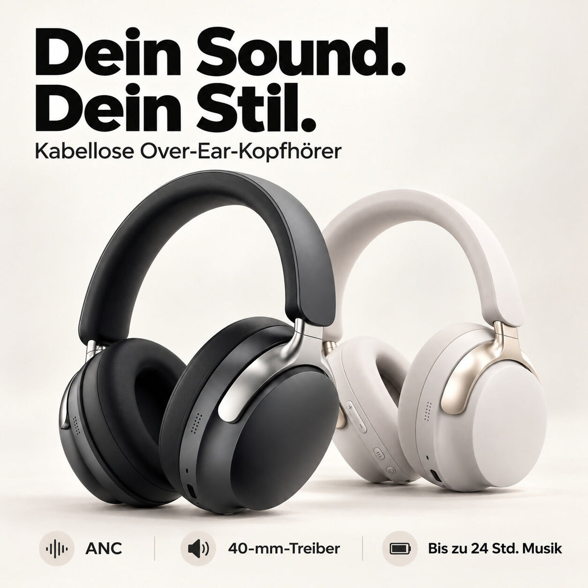 Oryzom AirBeat Max — Kabellose Over-Ear-Kopfhörer mit aktiver Geräuschunterdrückung und kraftvollem HiFi-Sound