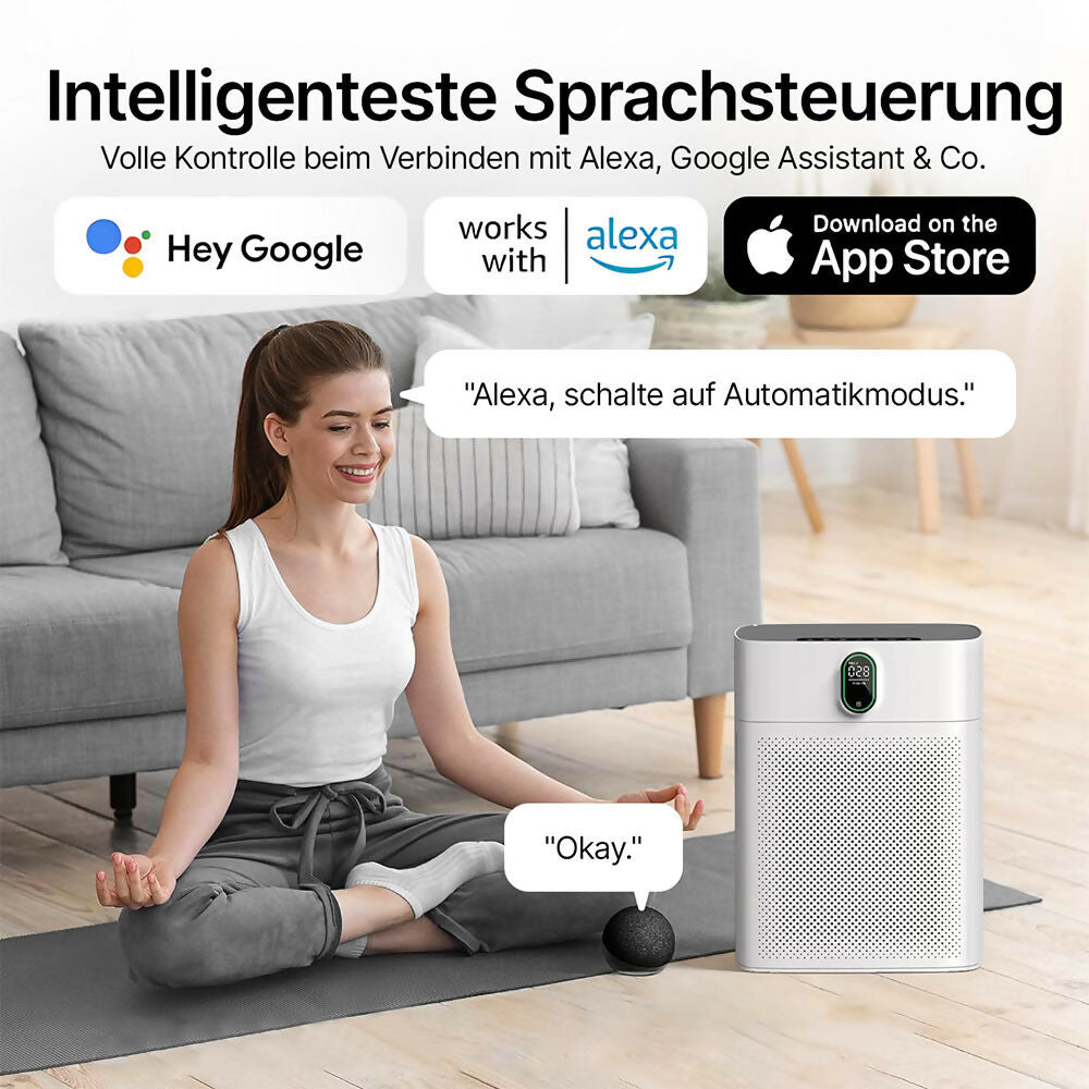 Smart Luftreiniger V1 Pro — Leistungsstarke HEPA-Filterung mit PM2.5-Sensor, App- und Sprachsteuerung für saubere Raumluft