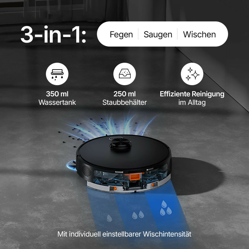 Saugroboter V8 Pro – Smarte Reinigung mit Wischfunktion, LiDAR-Navigation & App-Steuerung für mühelose Sauberkeit