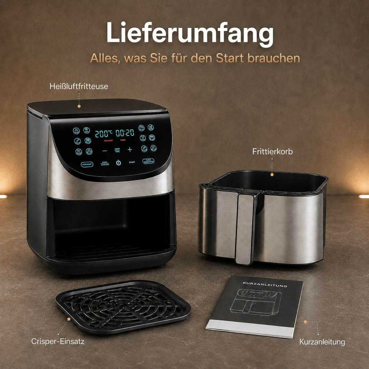 Oryzom AirCrisp Pro — 360° Heißluft-Technologie mit 1700 W für schnelle und gesunde Mahlzeiten