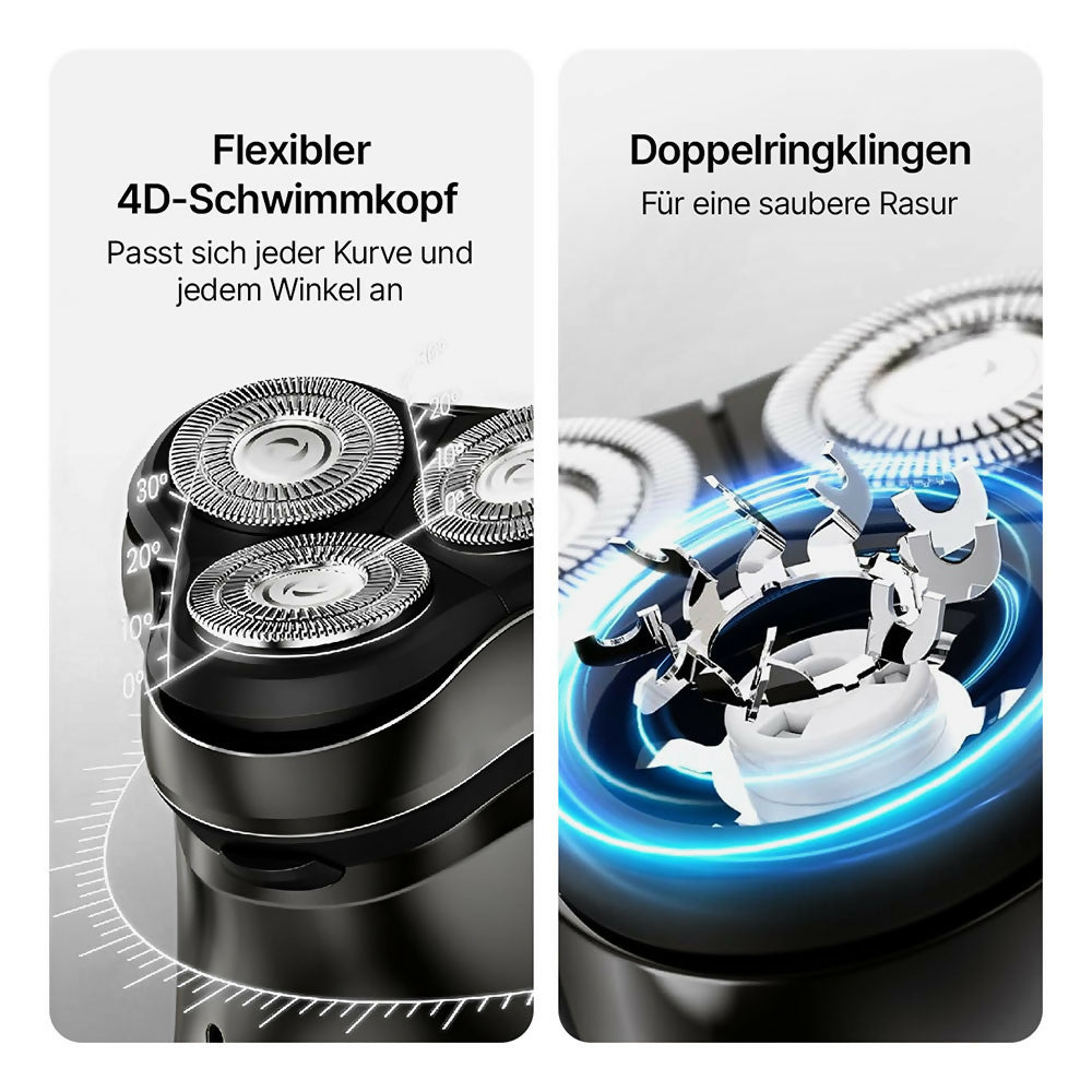 Oryzom ProCut - Präzise 4D-Klingen und integrierter Trimmer für eine gründliche und angenehme Rasur