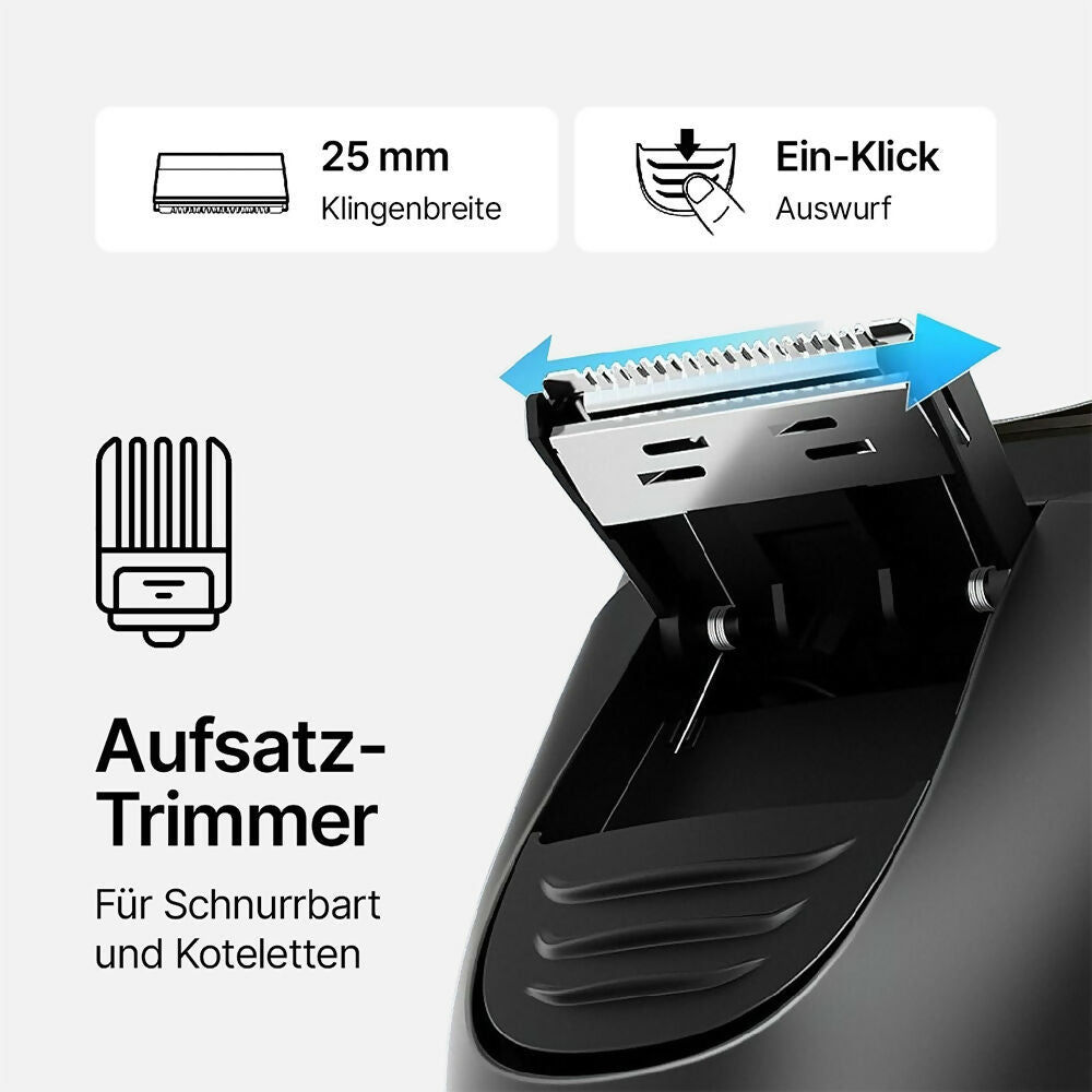 Oryzom ProCut - Präzise 4D-Klingen und integrierter Trimmer für eine gründliche und angenehme Rasur