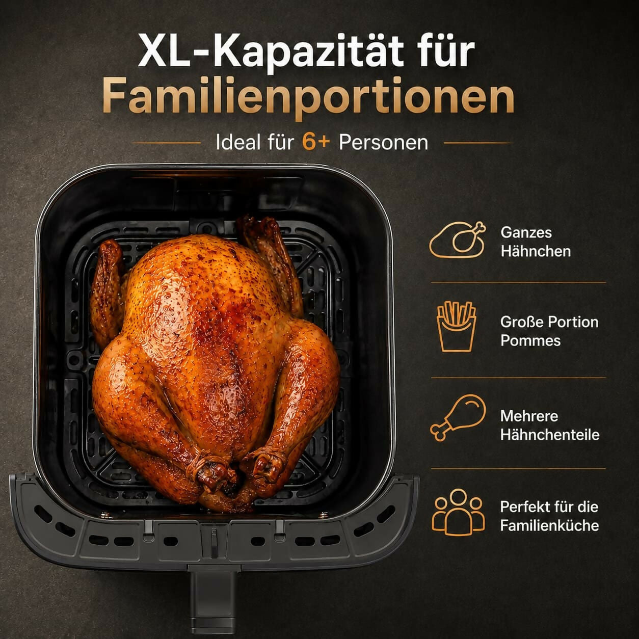 Oryzom AirCrisp Pro — 360° Heißluft-Technologie mit 1700 W für schnelle und gesunde Mahlzeiten
