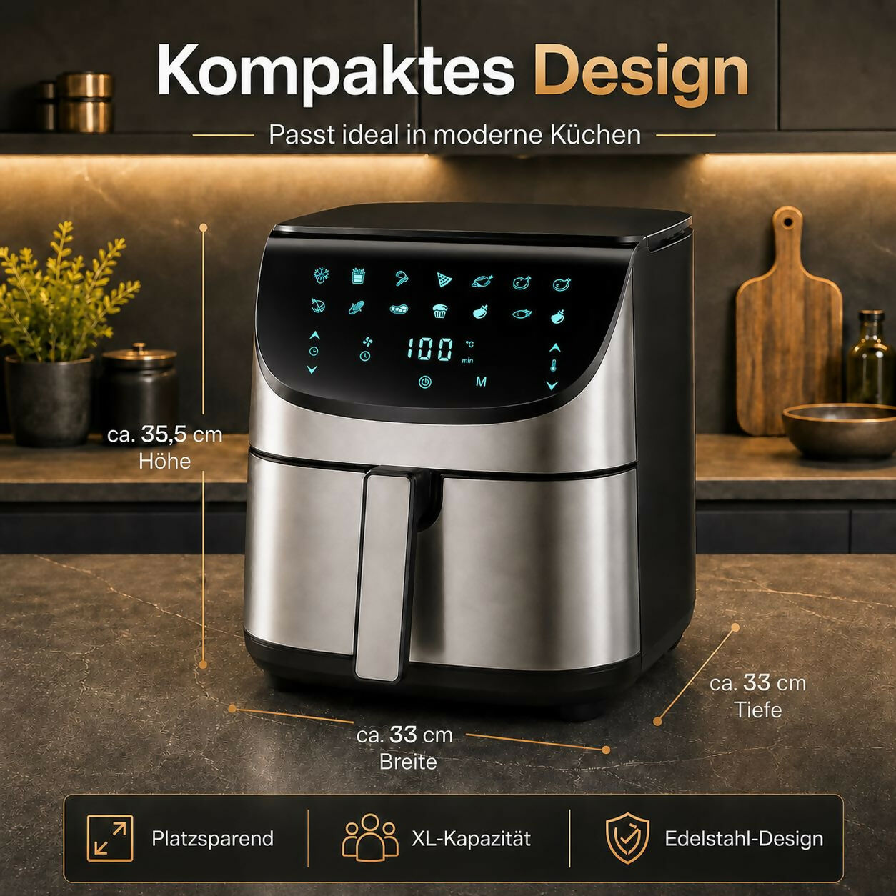 Oryzom AirCrisp Pro — 360° Heißluft-Technologie mit 1700 W für schnelle und gesunde Mahlzeiten