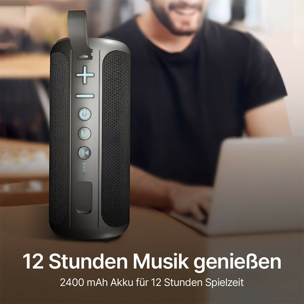 Bluetooth Lautsprecher mit HD-Sound / LED Lichtern / IPX6 wasserdicht / Bluetooth 5.1 & Multipairing-Funktion / 20 W Dual-Lautsprecher-Subwoofer